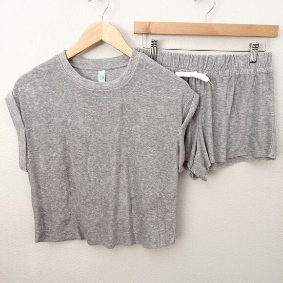 Honeydew USA Other - HONEYDEW | Soft Terrycloth Bundle Set T-Shirt + Booty Shorts Gray | Size Small
